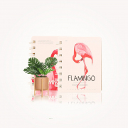 Beautiful Pink Flamingo Spiral Ruled Notebook A7